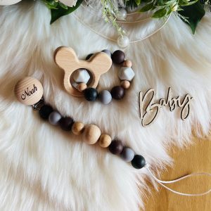 Greifling + Schnullerkette personalisiert