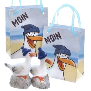 Papiertüte Moin mit Polymöwe ca.5x3x7cm – originelle Geschenkidee