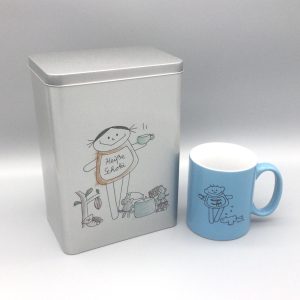 Vorratsdose für Kakao im Set mit Tasse Morgenmuffel