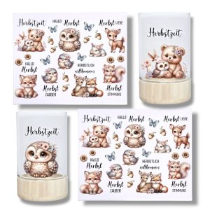 Rub Ons Sticker, DIN A4, Herbst, BOHO, Sprüche, randlose Rubons Sticker, Tischdeko, Rubon Aufkleber