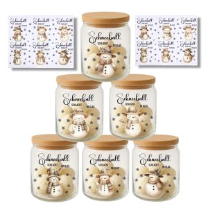 Rub-Ons-Sticker, Schneeballschlacht im Glas, DIN A4,Weihnachten, Schneemann, randlose Rubons Sticker
