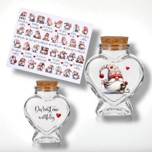 Rub-Ons-Sticker, #1 Mini-Wichtel rot, kleine Motive, Weihnachten, DIN A4, randlose Rubons Sticker