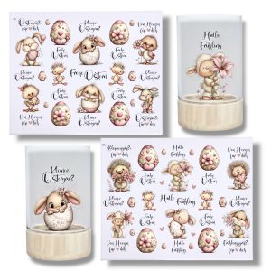 Rub-Ons-Sticker, Ostern, Frühling, DIN A4, randlose Rubons