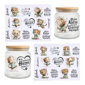 Rub Ons Sticker, Katze, DIN A4, lustige Motive, Sprüche, randlose Rubon