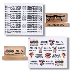 Rub Ons Sticker, Brillenparkplatz, Brille, DIN A4