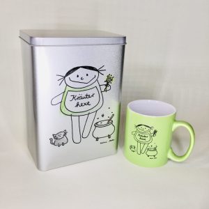 Kräuterhexe Teedose und Tasse im Set
