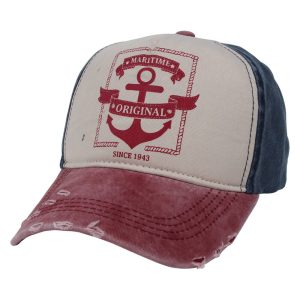 Vintage Retro Distressed Trucker Cap rot weiß blau Anker – Stilvoll