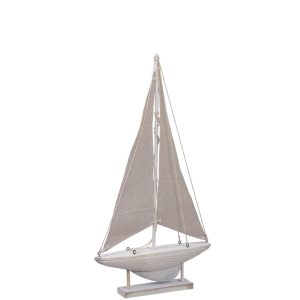 Dekoratives Holz Boot Mellow, L17,5cm, B3,5cm, H36cm, grau-weiß, Stilvoll