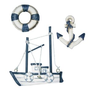 Hochwertige Polyresin-Streuteile: Krabbenkutter, 4-8 cm, 3 Stück, Maritime Deko