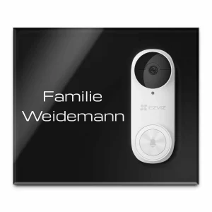 Klingelschild mit Aussparung für die EZVIZ DB2 PRO aus Acrylglas auf V2A Edelstahl