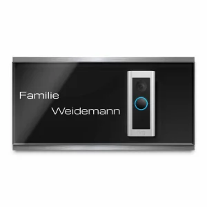 Individuell graviertes Türschild für die Ring Pro 1/2 Videoklingel aus Acrylglas mit Edelstahl