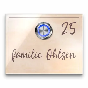 Haustürklingel mit Namens-Druck LED-Klingeltaster | 9×7 cm