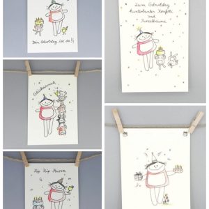 Geburtstagskarten Set 5 Stück