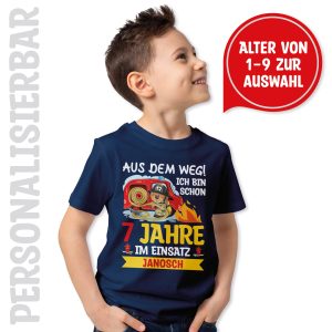 Kinder T-Shirt „Im Einsatz + NAME“ Navy