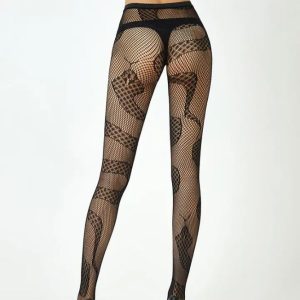 Snake Pattern Fishnet Tights
