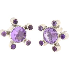 1 Paar Ohrstecker Blumen Design Amethyst hell violett Ohrringe 925er Silber