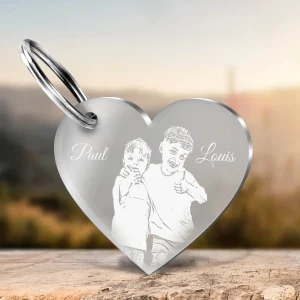 Herz Anhänger mit Fotogravur und Wunschtext zum Vatertag