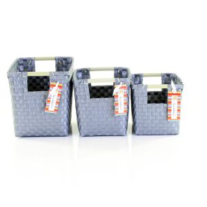 BLESSING`S Körbe PLAIN STRIPE Basket Punnet silver 3er Set