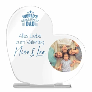 Herz zum aufstellen zum Vatertag mit Foto aus Acrylglas ab 14×14 cm