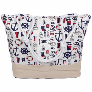 Shopper Einkaufstasche Strandtasche Weiß Maritim Trendy & Praktisch