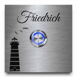 Klingel ab 8×8 cm mit Motiven, Wunschgravur und LED-Drücker