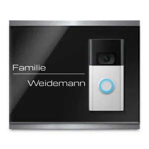 Ring Plus Videoklingel Schild aus Acrylglas mit Gravur