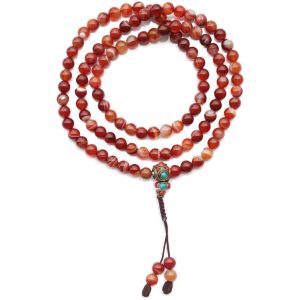 Mala Halskette Roter Achat 108 Perlen 8 mm