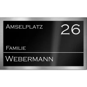 Hochglanz Schild aus Acrylglas und Edelstahl 25×15 cm