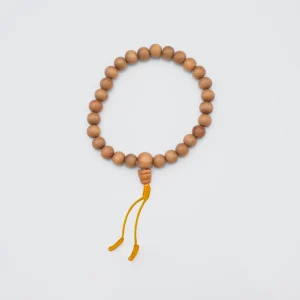 Armband aus Sandelholz mit gelber Schnur, 27 Perlen, 8 mm