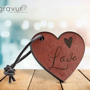 Leder Schlüsselanhänger „Herz“ mit Love
