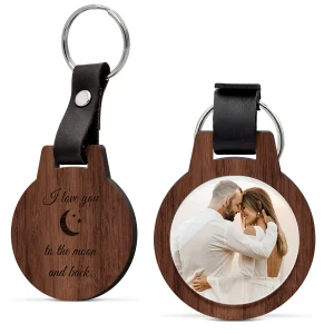 Holz Anhänger mit personalisierter Gravur und Foto Druck