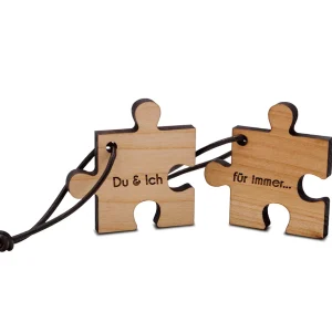 Holz Schlüsselanhänger Set „Puzzle“ mit Gravur Du & Ich für immer…