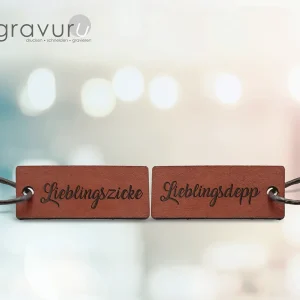 Freches Schlüsselanhänger Set mit Gravur Lieblings-depp /-Zicke