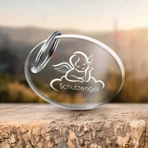 Schlüsselanhänger aus Acrylglas mit Gravur „Schutzengel“