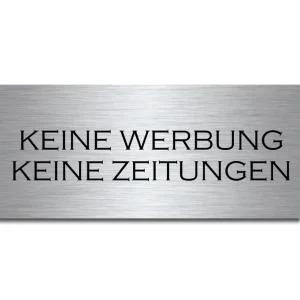 Edelstahl Türschild mit Gravur „Keine Werbung – Keine Zeitungen“ | 8×3,5 cm