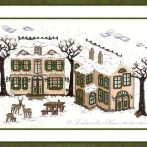 Häuser und Tiere im Winter – Stickpackung