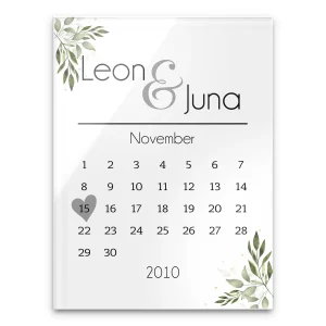 Personalisiertes Wandbild mit Kalender Design zum Valentinstag