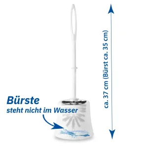 B2B Stand-WC-Topfgarnitur Kunststoff mit weißem Stiel und schwarzem Bürstenkopf robust | für Reinigung in Waschräumen in…